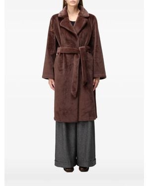 Hanita Faux-Fur Belted Coat - Brown