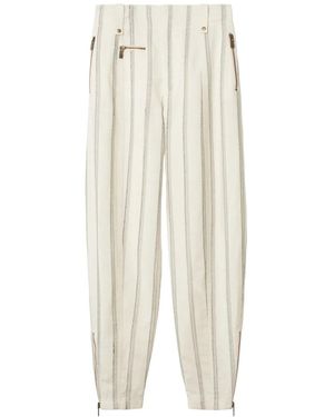Burberry Striped Trousers - White