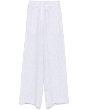 Peserico High-Waisted Linen Trousers With Relaxed Fit - White