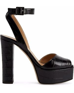 Giuseppe Zanotti Sandali Betty Con Effetto Coccodrillo - Nero