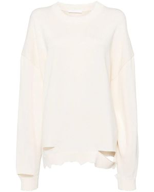 Helmut Lang Gerafelde Trui - Wit