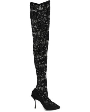 Dolce & Gabbana Taormina Lace Over-The-Knee Boots - Black