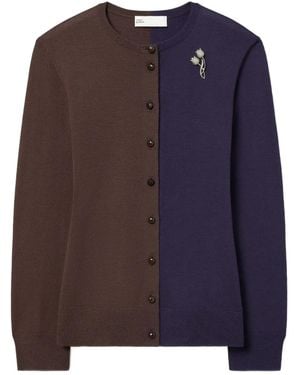 Tory Burch Cardigan Mit Brosche - Braun