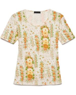 Prada T-Shirt A Fiori - Bianco