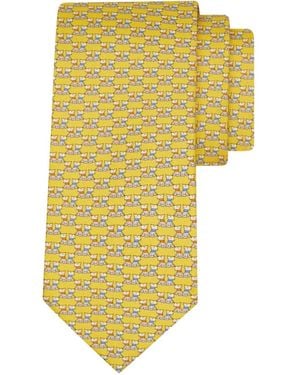 Ferragamo Terrier Print Silk Tie - Yellow