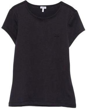 Loewe T-Shirt Mit Anagram-Stickerei - Schwarz