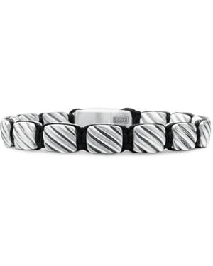 David Yurman Sculpted Cable Woven Tile ブレスレット 8.5mm スターリングシルバー - ホワイト
