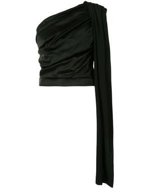 Matériel One-Shoulder Draped Blouse - Black