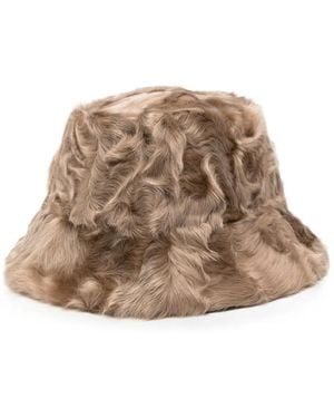 Liska Textured-Finish Bucket Hat - Brown