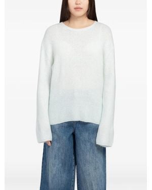 Minimum Gerippter Calaha Pullover Mit Rundem Ausschnitt - Weiß