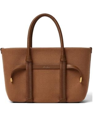 Loro Piana Smal Leather-Trim Canvas Tote Bag - Brown