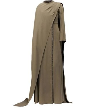 THA SEEN Beaded-Embroidered Maxi Dress - Natural
