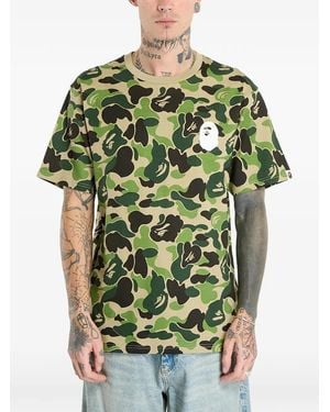 A Bathing Ape Camouflage Logo T-Shirt - Green