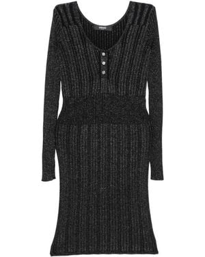 Versace Button Ribbed Dress - Black