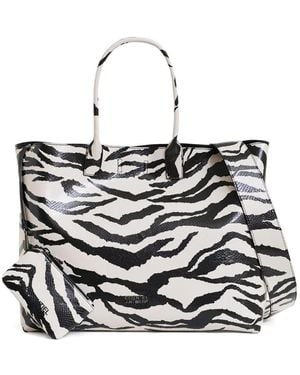 Essentiel Antwerp Large Zebra-Print Tote Bag - White