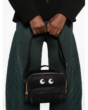 Anya Hindmarch Eyes Leather-Trim Shoulder Bag - Black