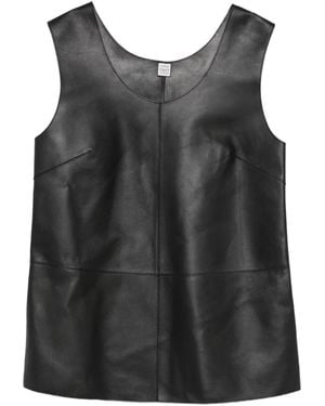 TOTEME Scoop-Neck Leather Top - Black