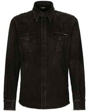 Dolce & Gabbana Jeanshemd Im Distressed-Look - Schwarz
