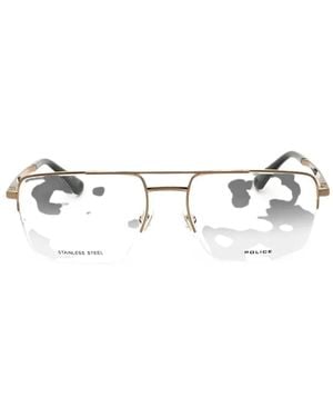 Police Rectangle-Frame Glasses - White