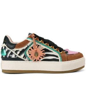 Kurt Geiger Zebra Print Sunbeam Tag Trainers - Brown