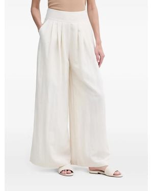 Sisley Pantalon Palazzo À Design Plissé - White