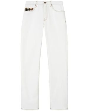 Burberry Vaqueros Rectos De Talle Medio - Blanco
