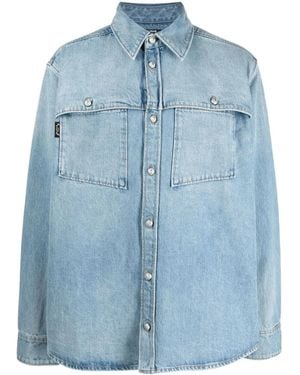 Balmain Faded Denim Shirt-Jacket - Blue