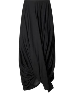 TOTEME Cocoon Draped Asymmetric-Hem Midi Skirt - Black