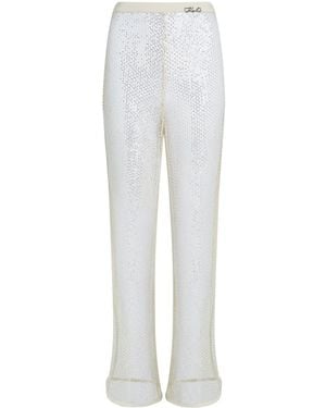 KARL LAGERFELD Sequinned Mesh Trousers - White
