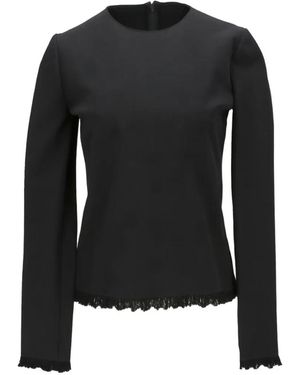 Tom Ford Fringed Long-Sleeve Blouse - Black