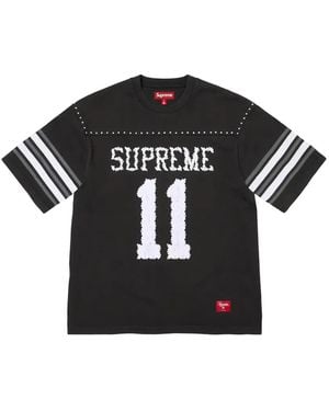Supreme Studded Rhinestone-Appliqué Football T-Shirt - Black
