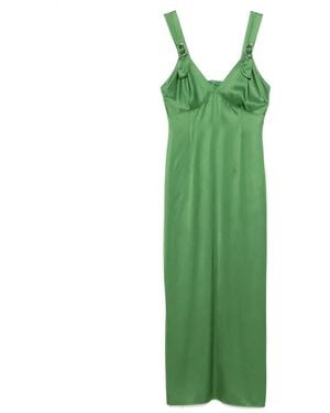 Sandro Robe En Satin À Coupe Mi-Longue - Vert