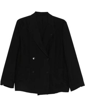 Lardini Picasso Pinstripe Double-Breasted Blazer - Black