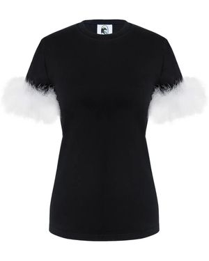 Sleeper Camiseta con detalle de plumas - Negro
