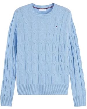 Tommy Hilfiger Cable-Knit Wool Sweater - Blue