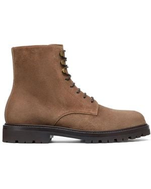 Brunello Cucinelli Lace-Up Suede Ankle Boots - Brown