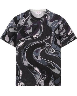 PUCCI Camiseta de lana con orquídea estampada - Negro
