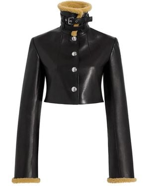 KHAITE Jodie Shearling-Trim Button Jacket - Black