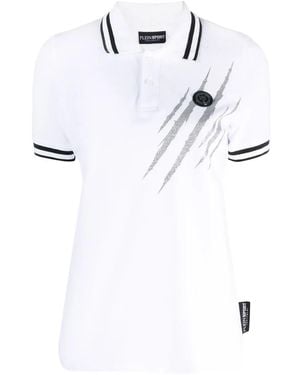 Philipp Plein Scratch Short-Sleeve Polo Shirt - White