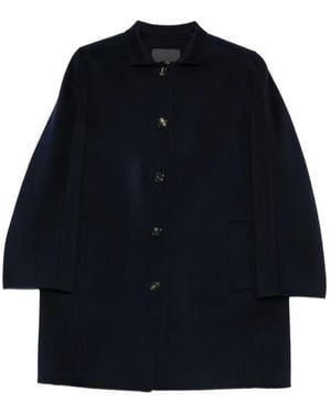 ROSSO35 High-Neck Button-Up Coat - Blue