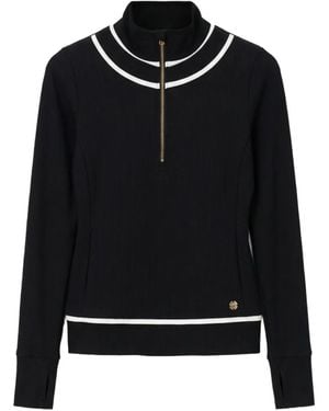 HOUSE OF GRAVITY Ribbed Contrast-Trim Hoodie - Black
