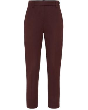 Brunello Cucinelli Pantalon En Coton Stretch À Boutonnière - Violet