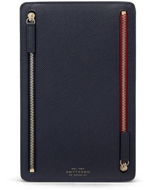 Smythson Leather Multi-Zip Case - Blue