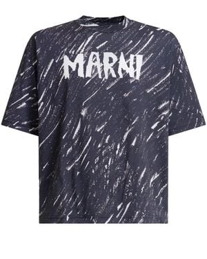 Marni T-Shirt With Logo Print - Blue