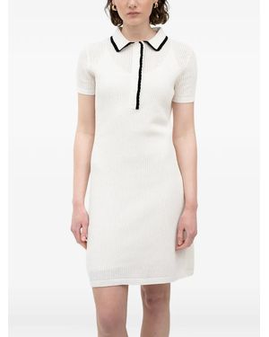 HUGO Ribbed-Knit Polo Dress - White
