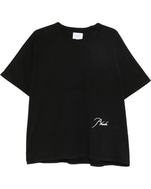 Rhude Logo-Embroidered Raglan-Sleeve T-Shirt - Black