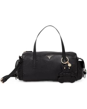 Guess Kassie Logo-Plaque Bear-Charm Shoulder Bag - Black