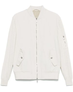 Eleventy Light Gabardine Bomber Jacket - White