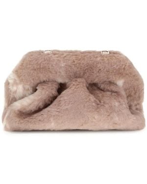 THEMOIRÈ Medium Bios Faux-Fur Clutch Bag - Natural