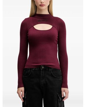 KARL LAGERFELD Cut-Out Ribbed-Knit Jumper - Red
